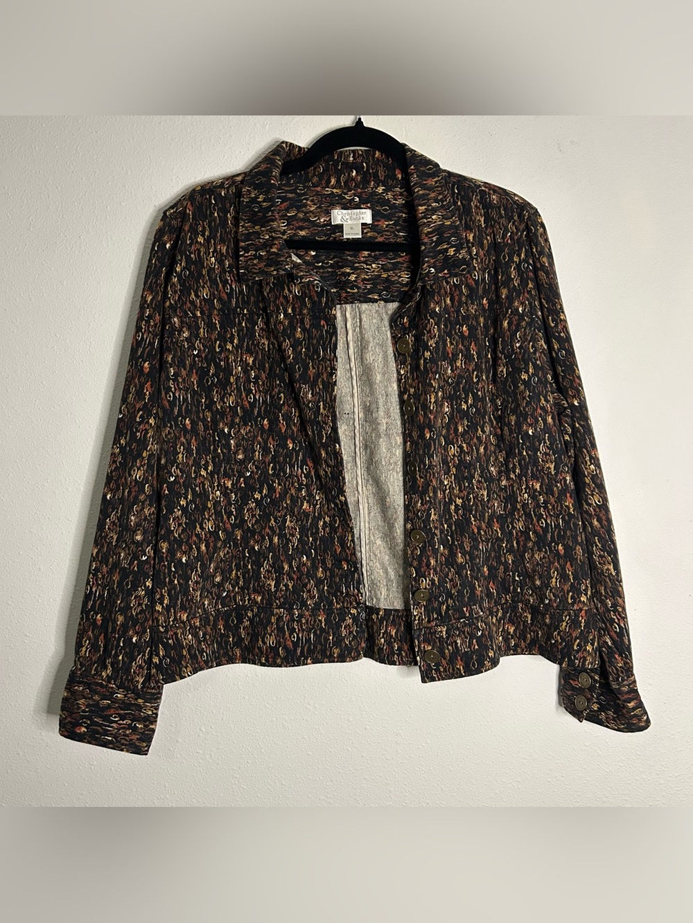 Christopher & Banks Black Floral Button-Front Jacket